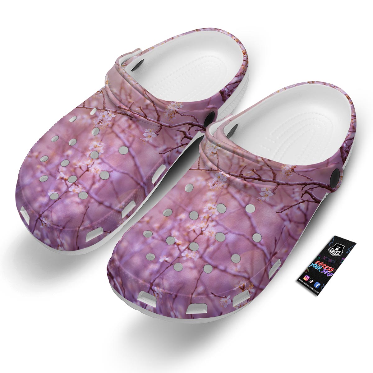 Cherry Blossom Sunrise Japanese Print Clog-grizzshop