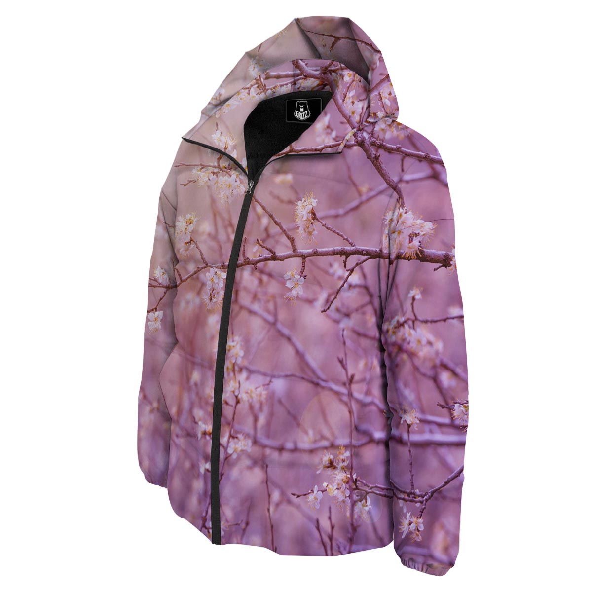 Cherry Blossom Sunrise Japanese Print Down Jacket-grizzshop