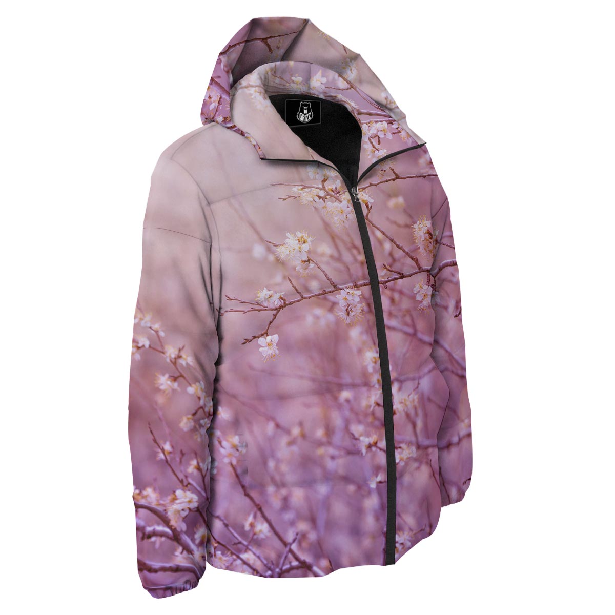 Cherry Blossom Sunrise Japanese Print Down Jacket-grizzshop