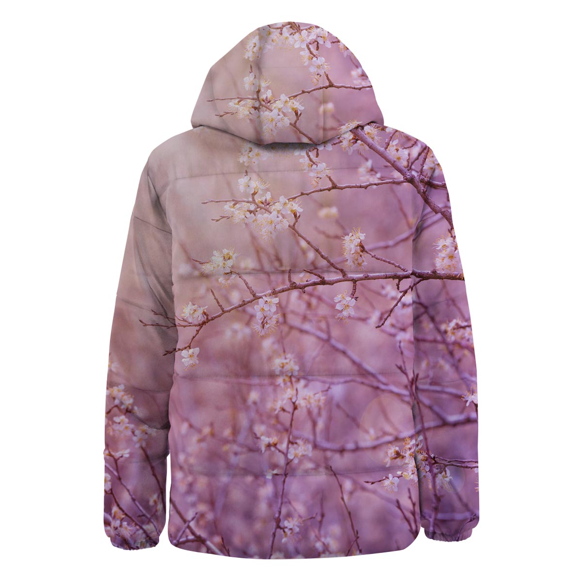 Cherry Blossom Sunrise Japanese Print Down Jacket-grizzshop