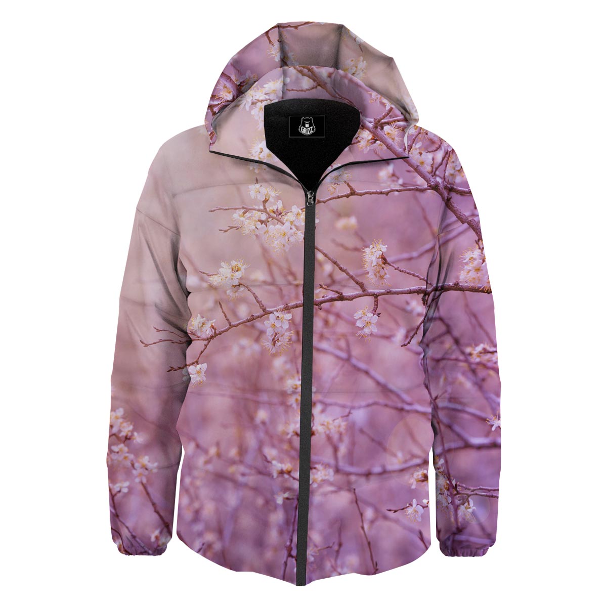 Cherry Blossom Sunrise Japanese Print Down Jacket-grizzshop