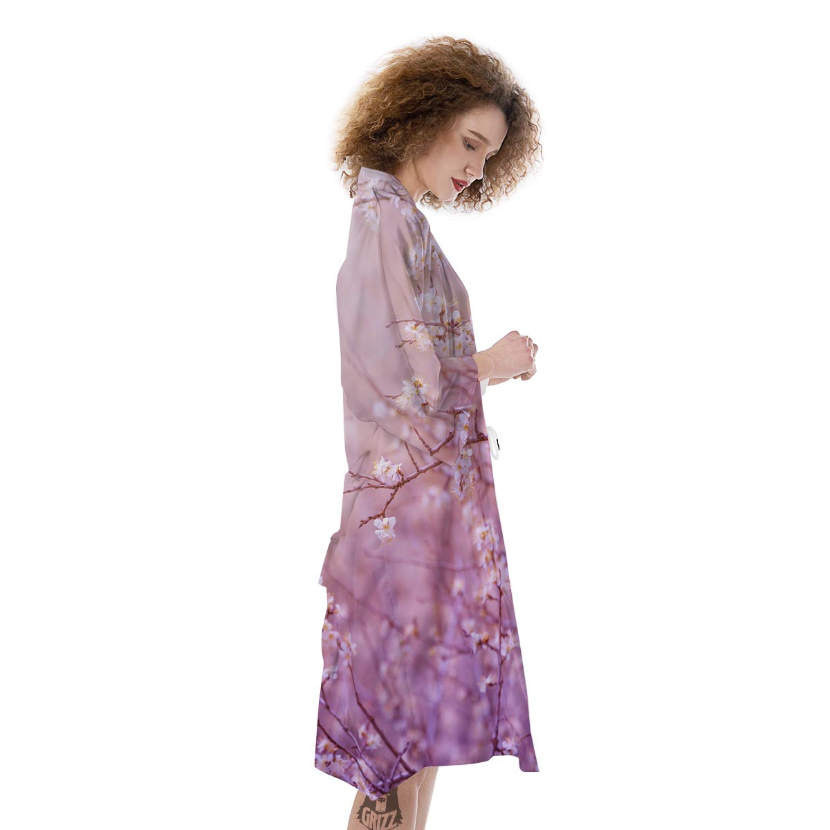 Cherry Blossom Sunrise Japanese Print Kimono-grizzshop