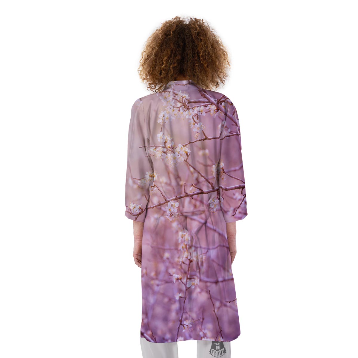 Cherry Blossom Sunrise Japanese Print Kimono-grizzshop