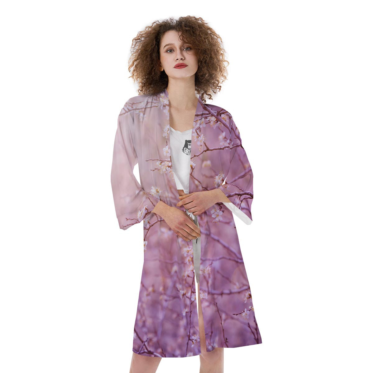 Cherry Blossom Sunrise Japanese Print Kimono-grizzshop