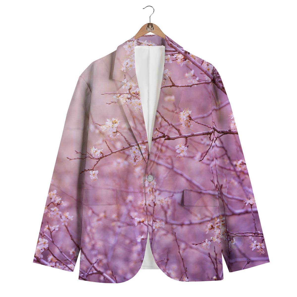 Cherry Blossom Sunrise Japanese Print Men's Blazer-grizzshop