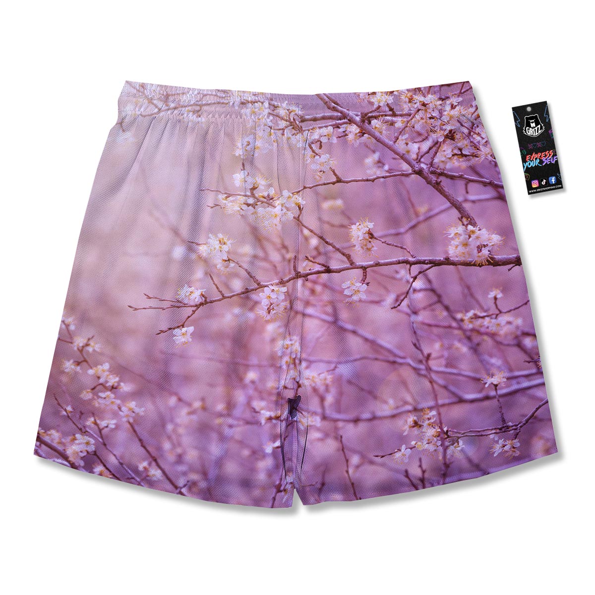Cherry Blossom Sunrise Japanese Print Men's Running Shorts-grizzshop