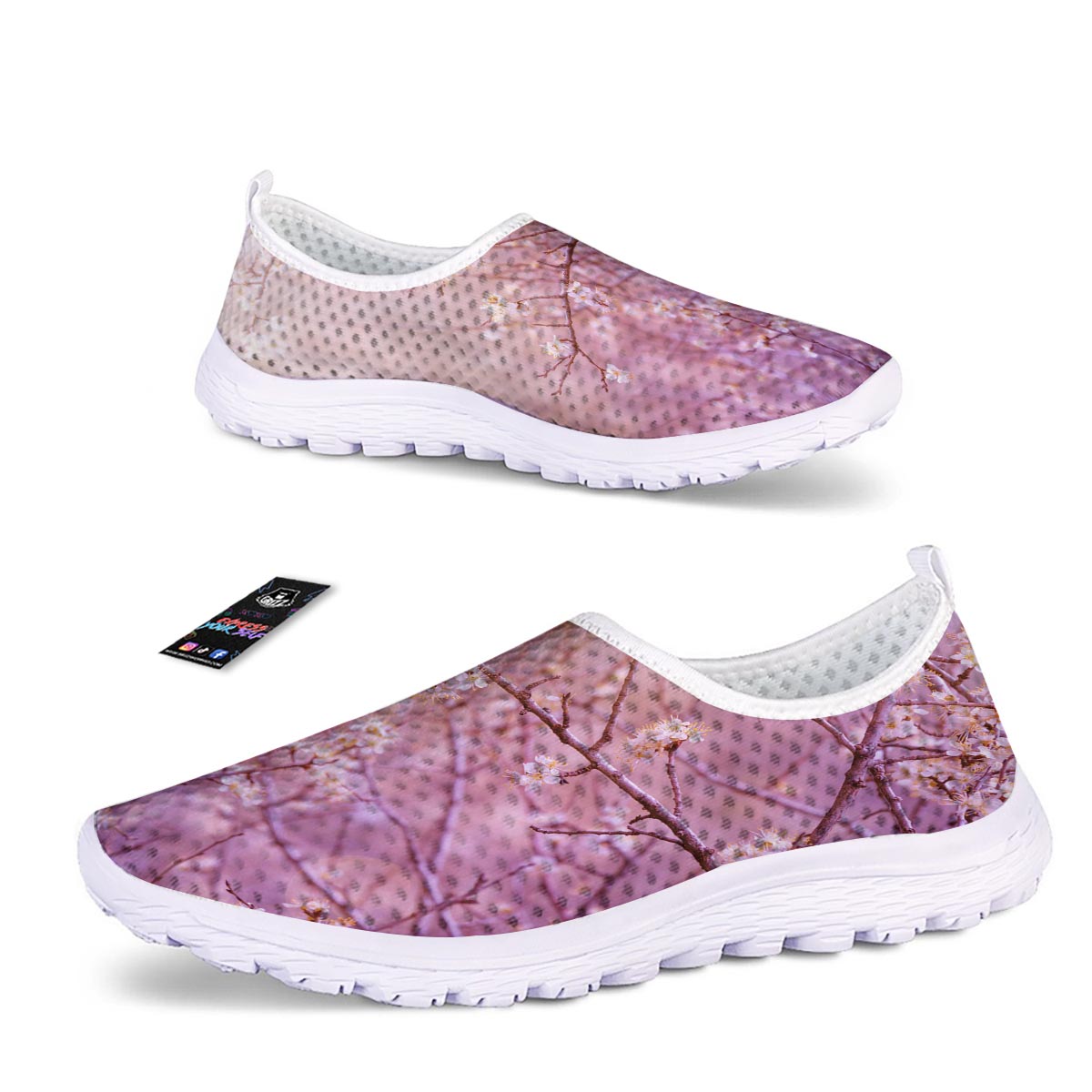 Cherry Blossom Sunrise Japanese Print Nurse Shoes-grizzshop