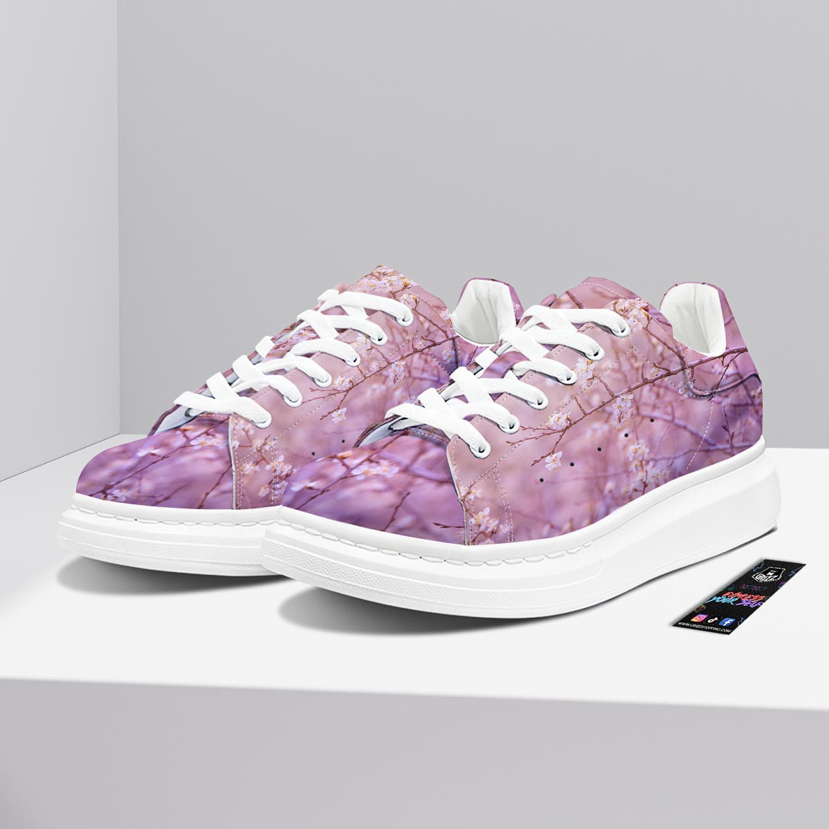 Cherry Blossom Sunrise Japanese Print Platform Shoes-grizzshop