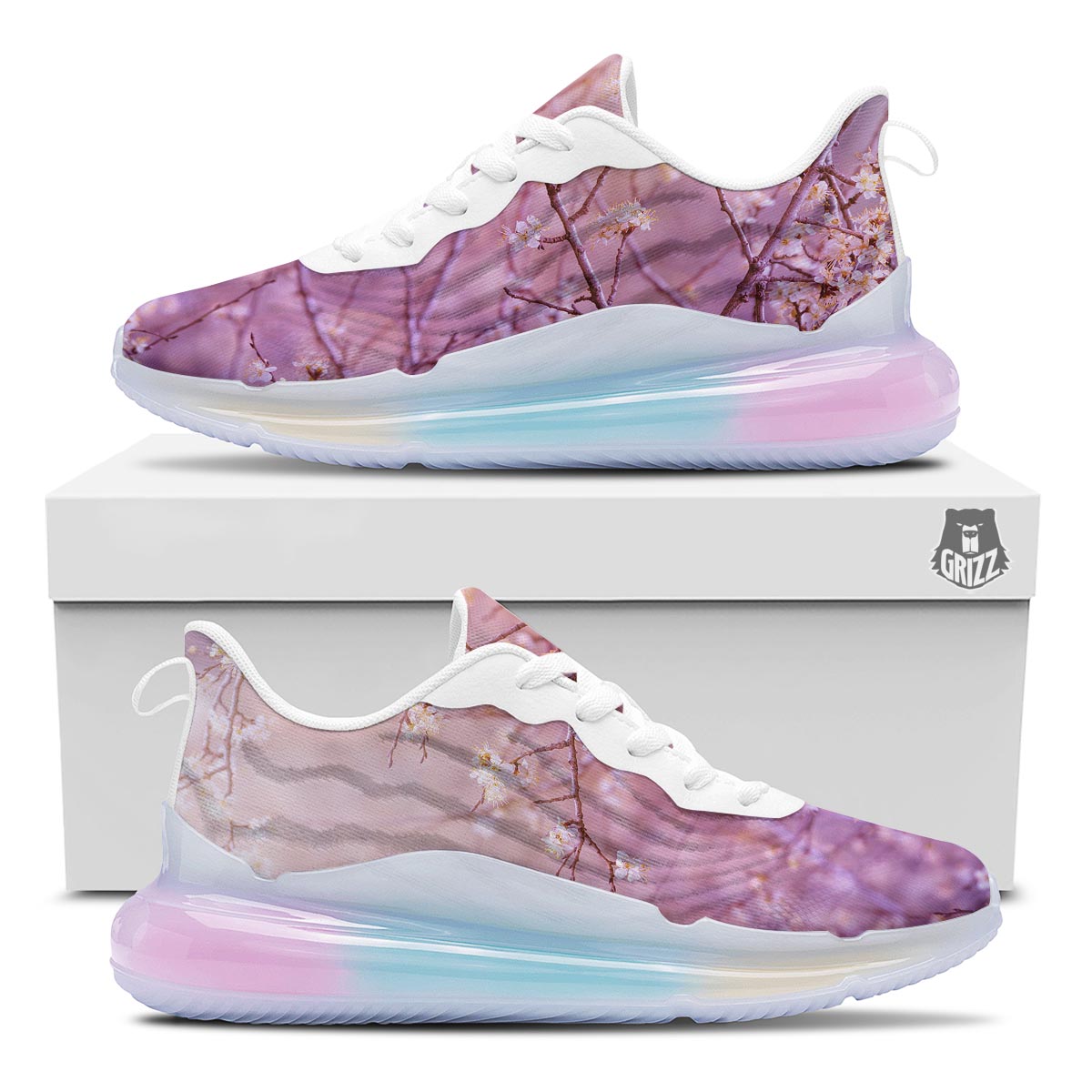 Cherry Blossom Sunrise Japanese Print Running Sneakers-grizzshop