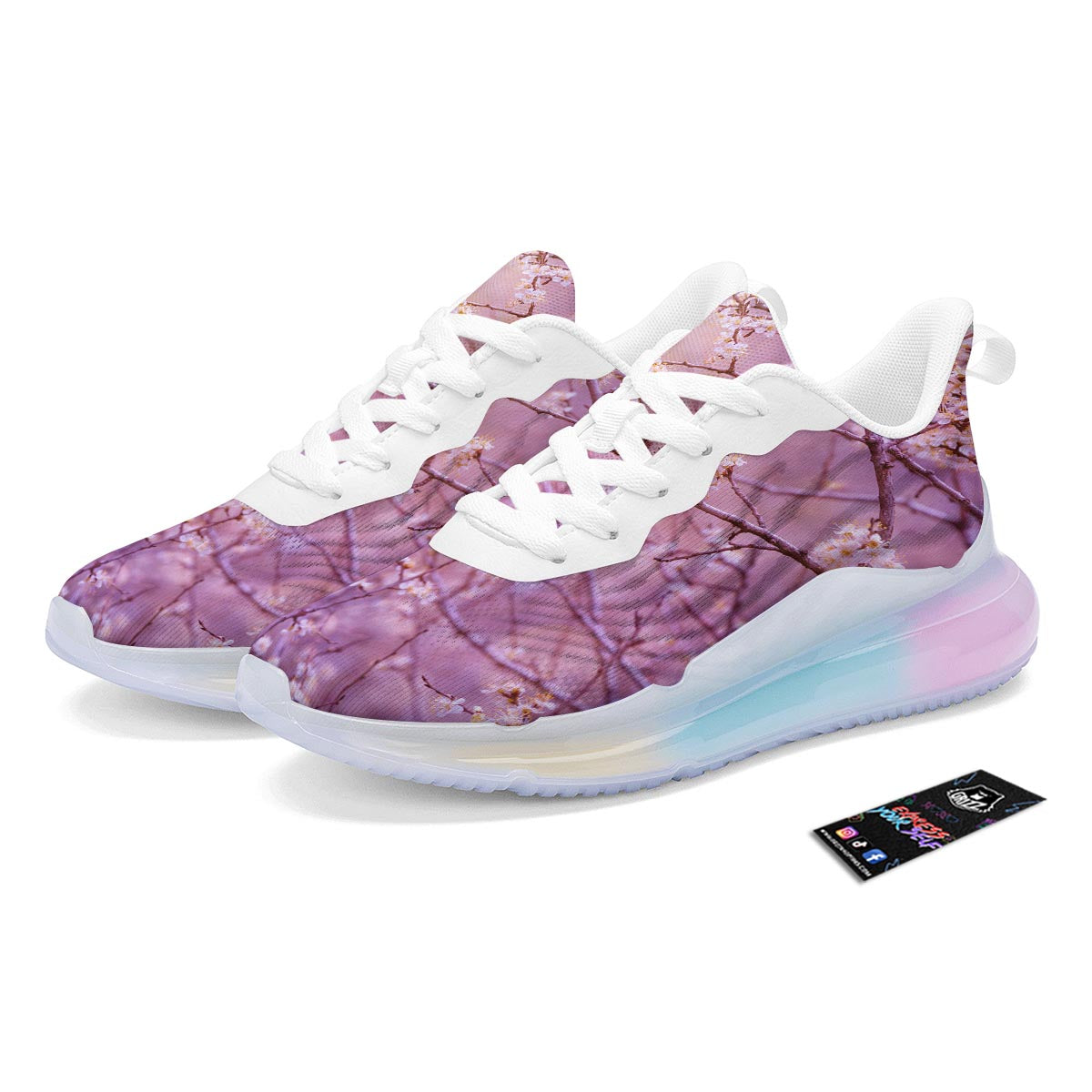 Cherry Blossom Sunrise Japanese Print Running Sneakers-grizzshop