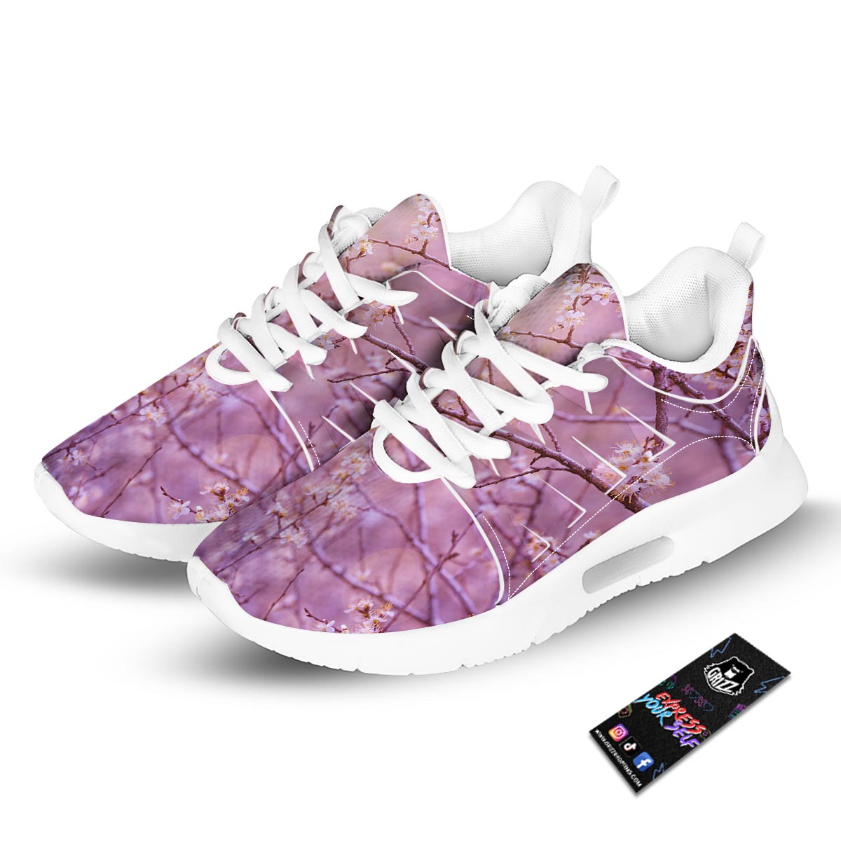 Cherry Blossom Sunrise Japanese Print Tennis Shoes-grizzshop