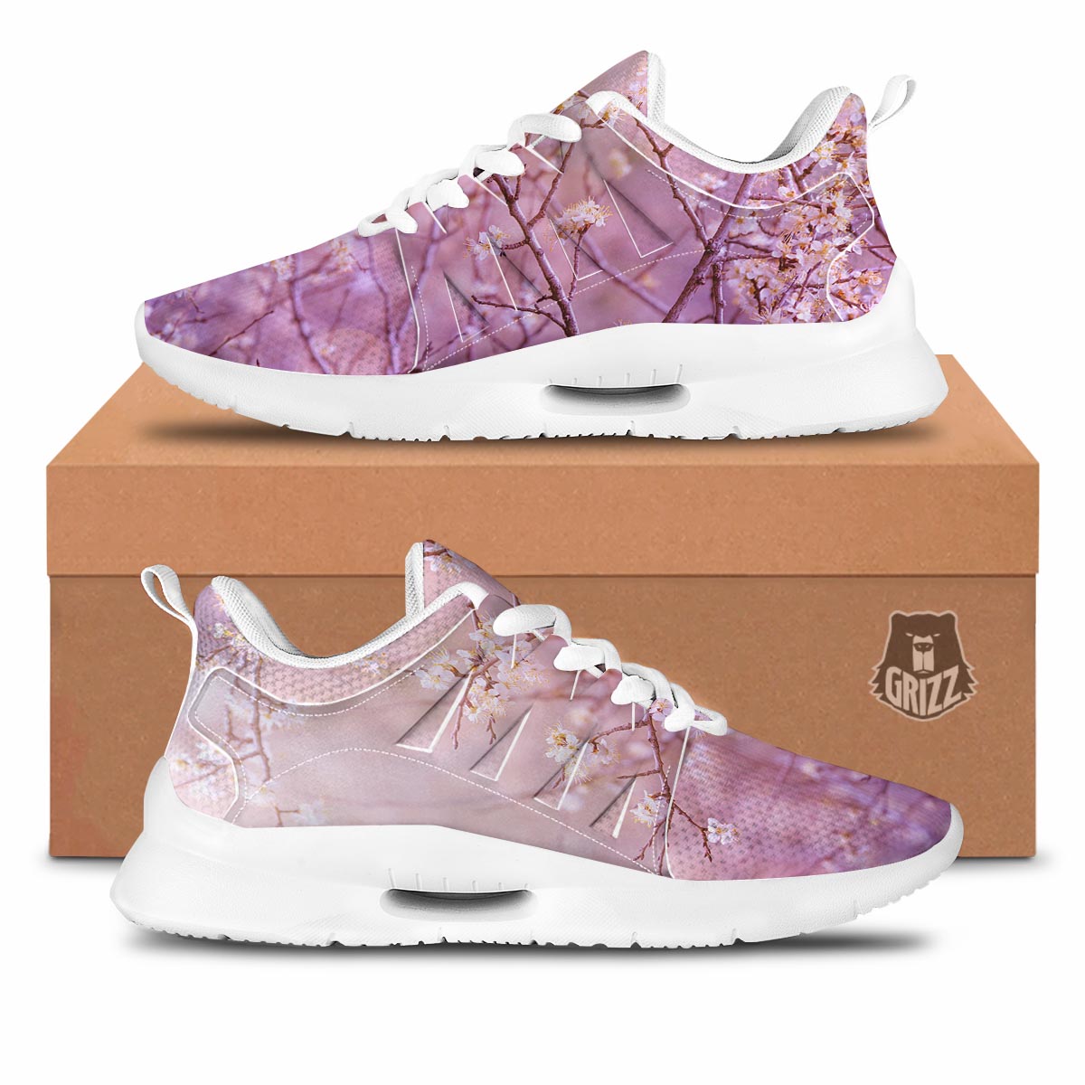 Cherry Blossom Sunrise Japanese Print Tennis Shoes-grizzshop