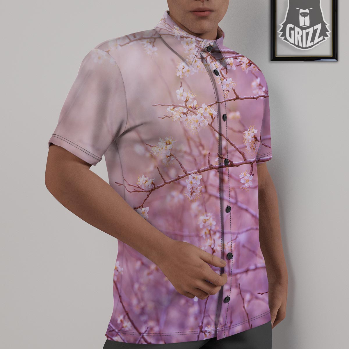 Cherry Blossom Sunrise Japanese Print Untucked Shirts-grizzshop