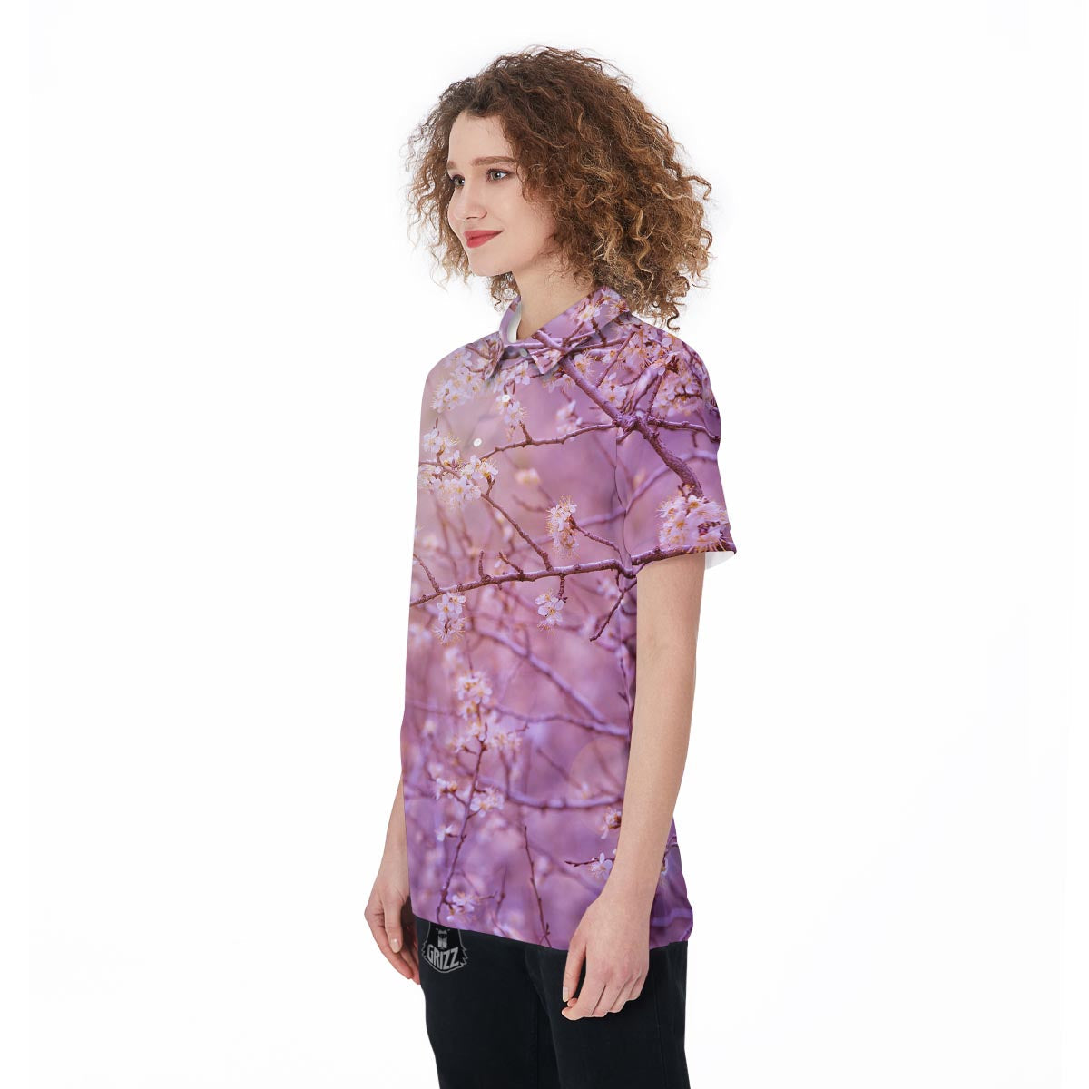 Cherry Blossom Sunrise Japanese Print Women's Golf Shirts-grizzshop