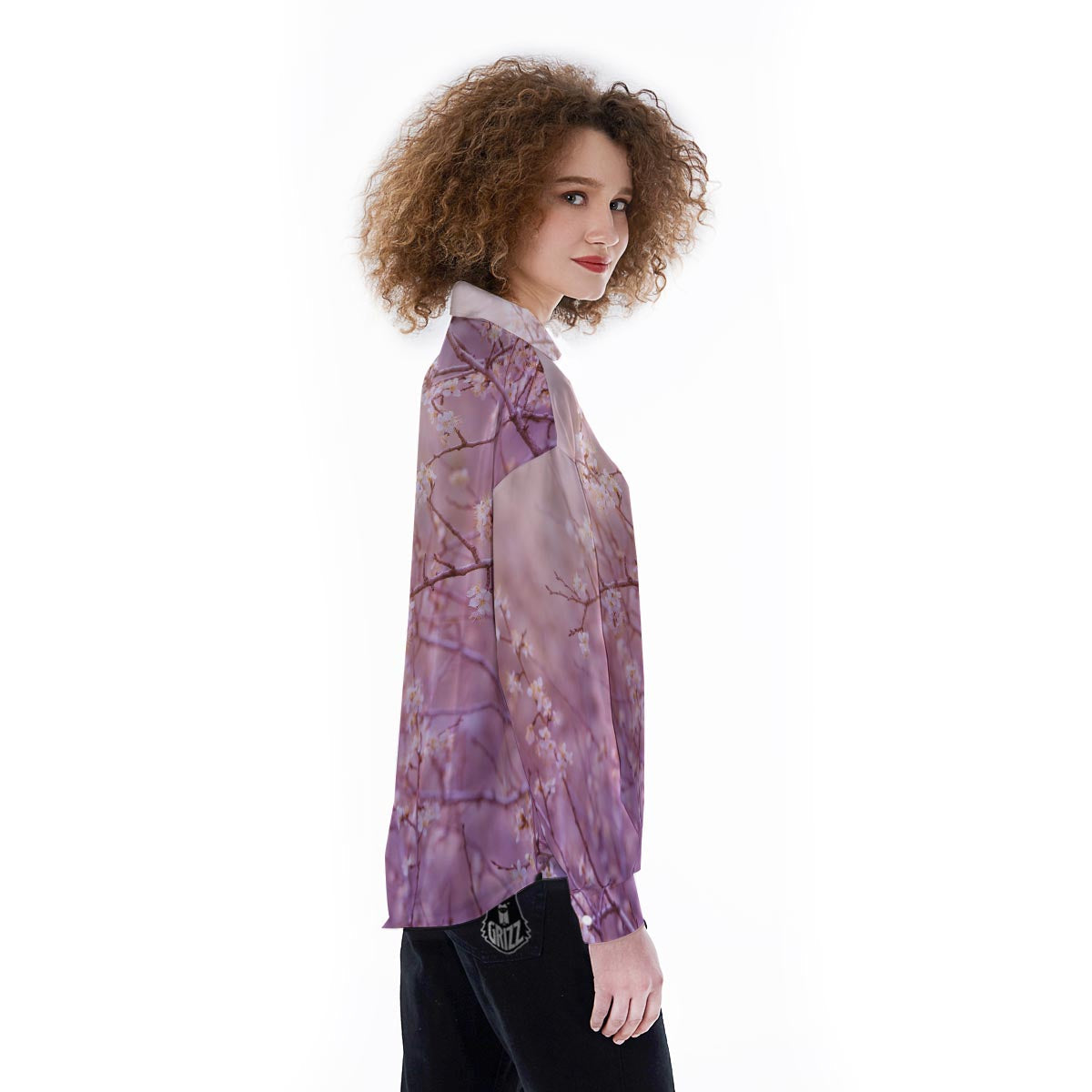 Cherry Blossom Sunrise Japanese Print Women's Long Sleeve Shirts-grizzshop