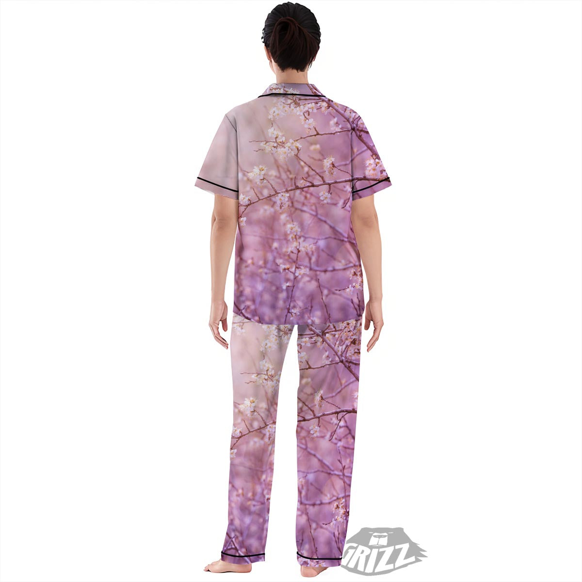 Cherry Blossom Sunrise Japanese Print Women's Pajamas Set-grizzshop