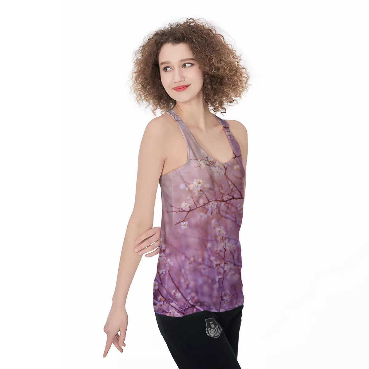 Cherry Blossom Sunrise Japanese Print Women's Racerback Tank Top-grizzshop