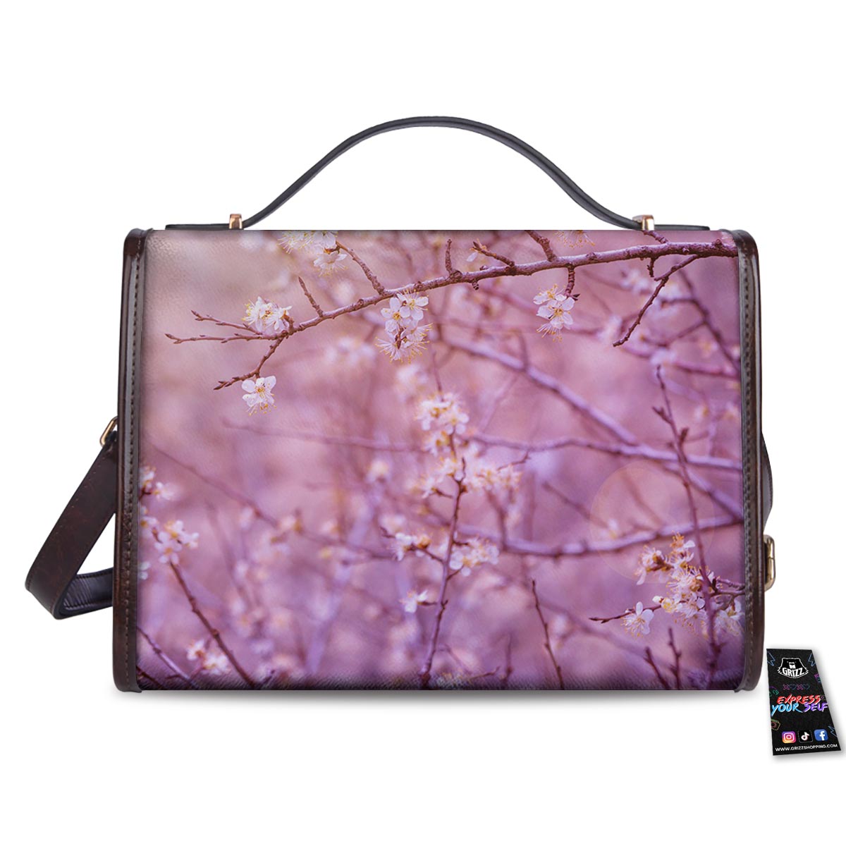 Cherry Blossom Sunrise Japanese Print Women's Satchel Bag-grizzshop