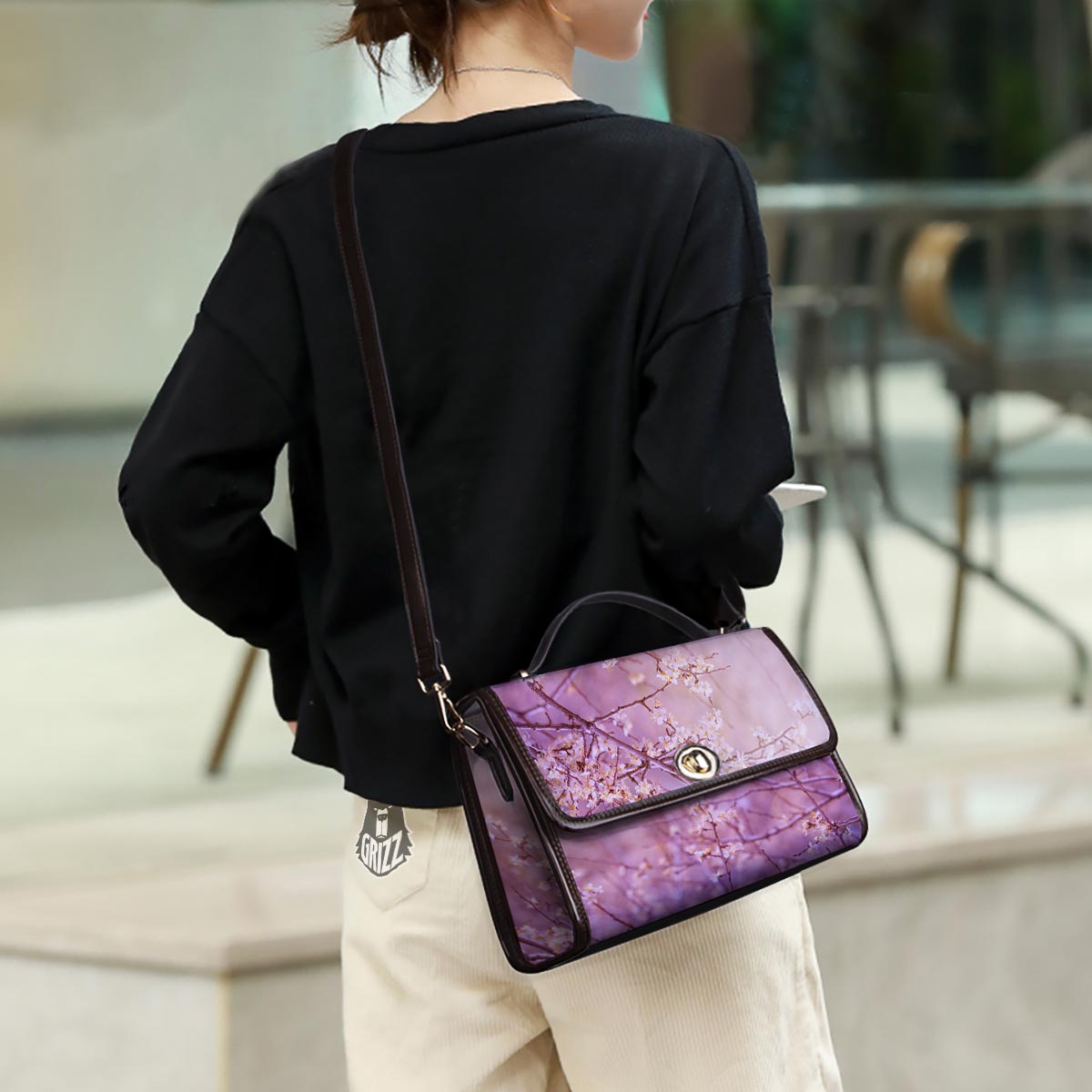 Cherry Blossom Sunrise Japanese Print Women's Satchel Bag-grizzshop