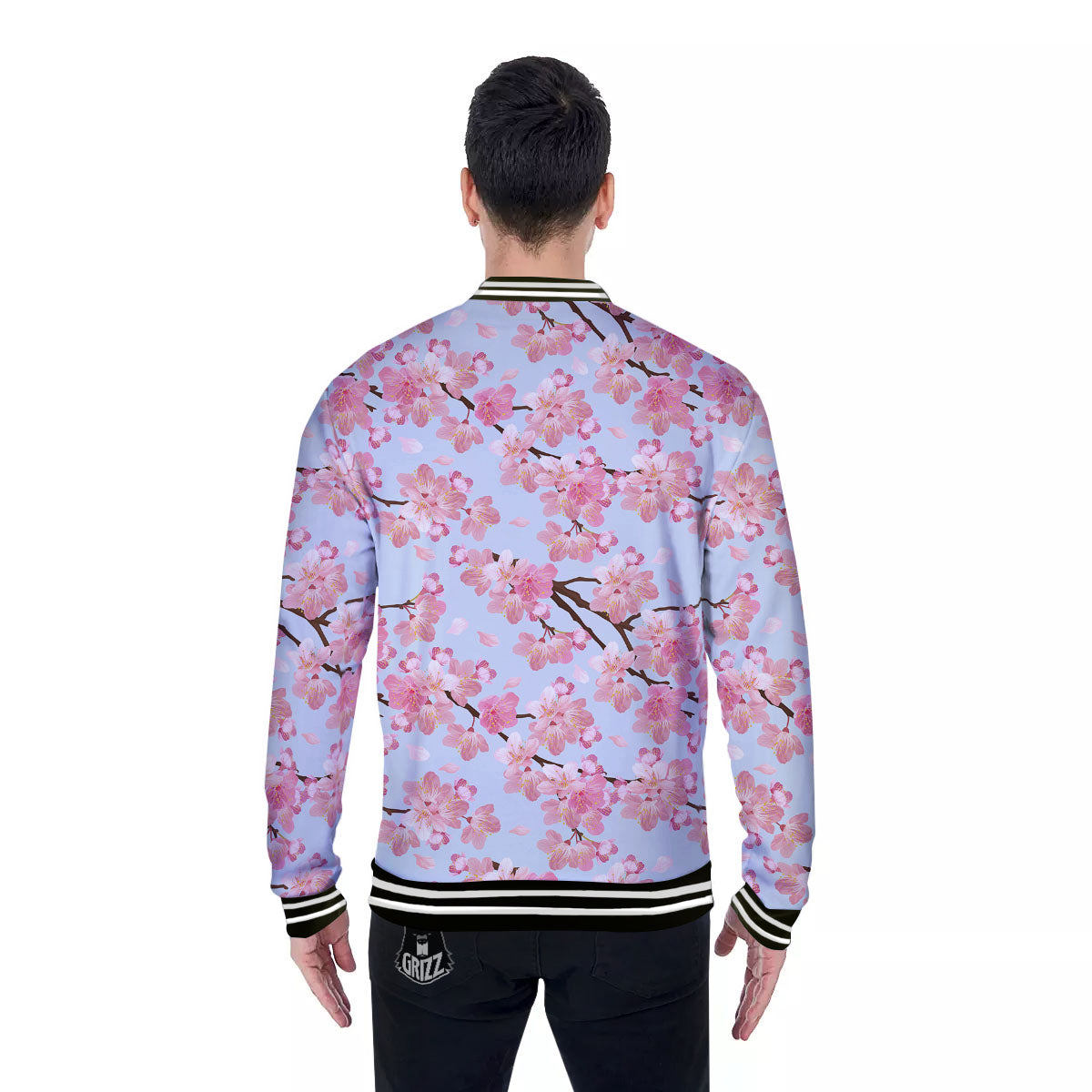 Cherry Blossom Tree Japanese Print Pattern Baseball Jacket-grizzshop
