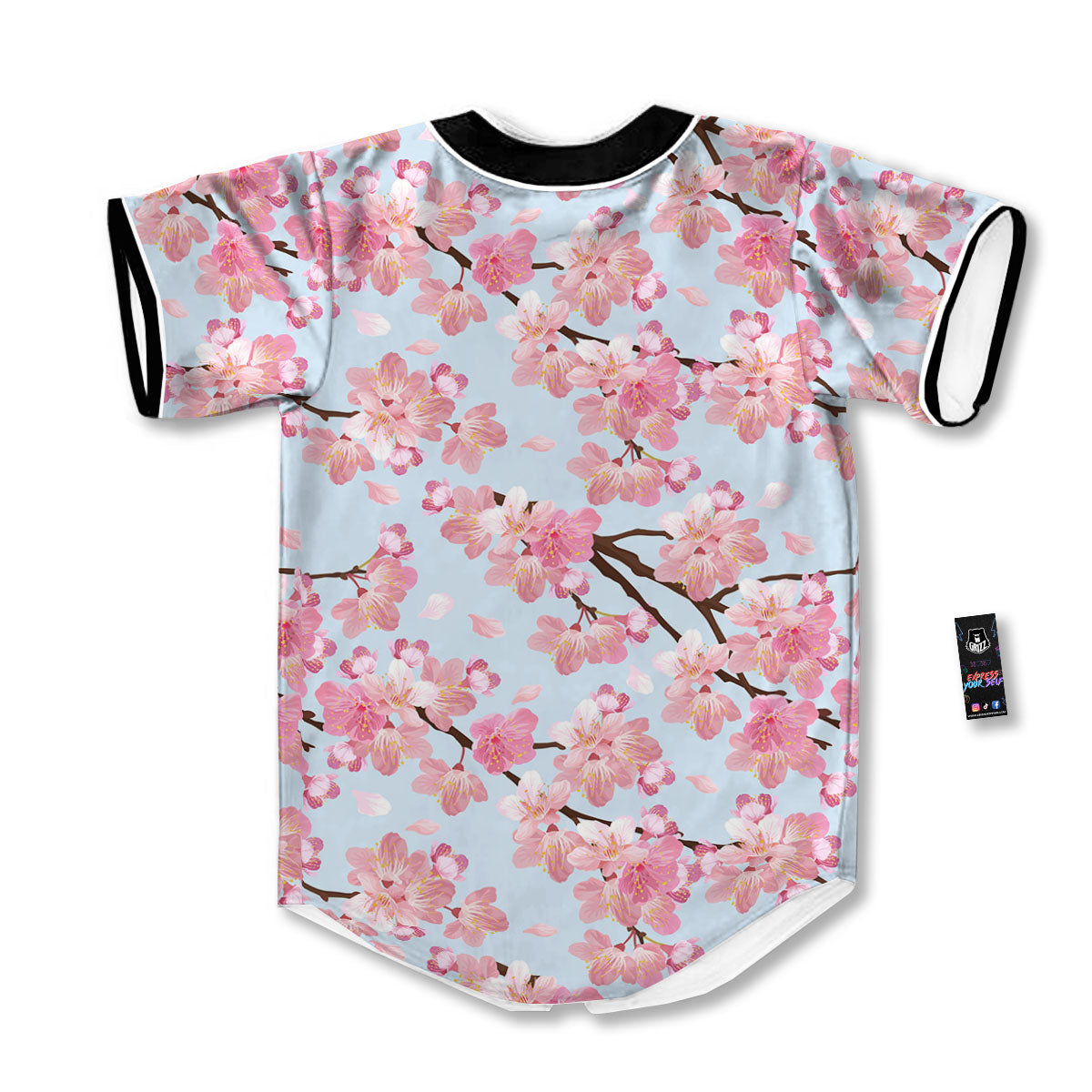 Cherry Blossom Tree Japanese Print Pattern Baseball Jersey-grizzshop