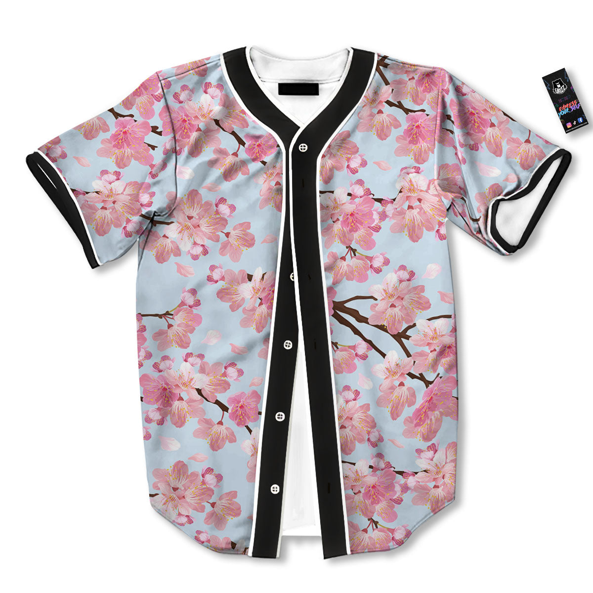 Cherry Blossom Tree Japanese Print Pattern Baseball Jersey-grizzshop