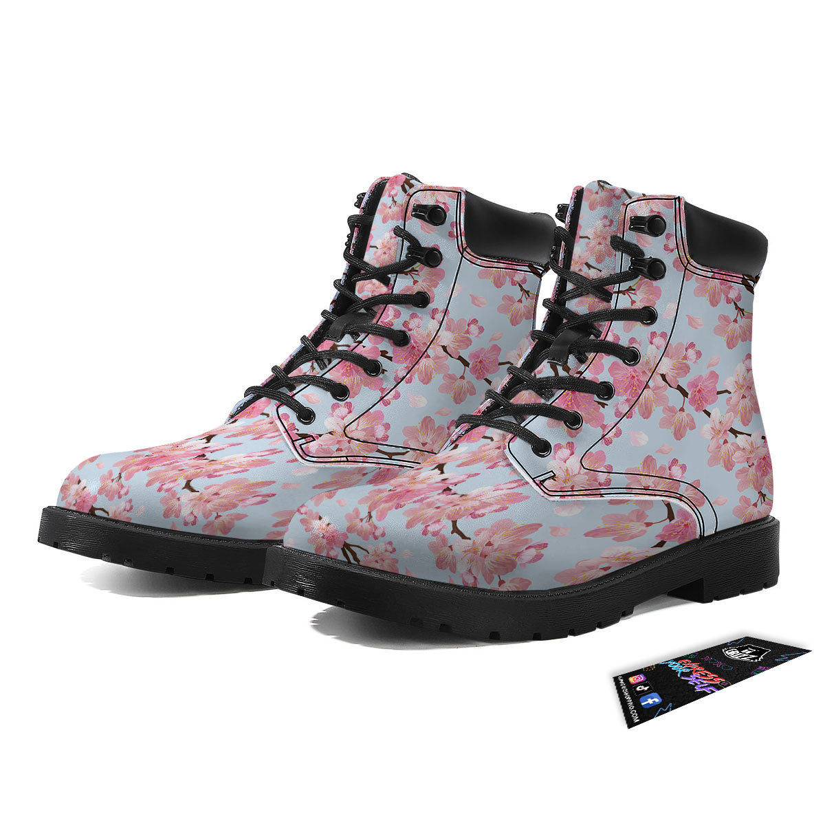 Cherry Blossom Tree Japanese Print Pattern Boots-grizzshop