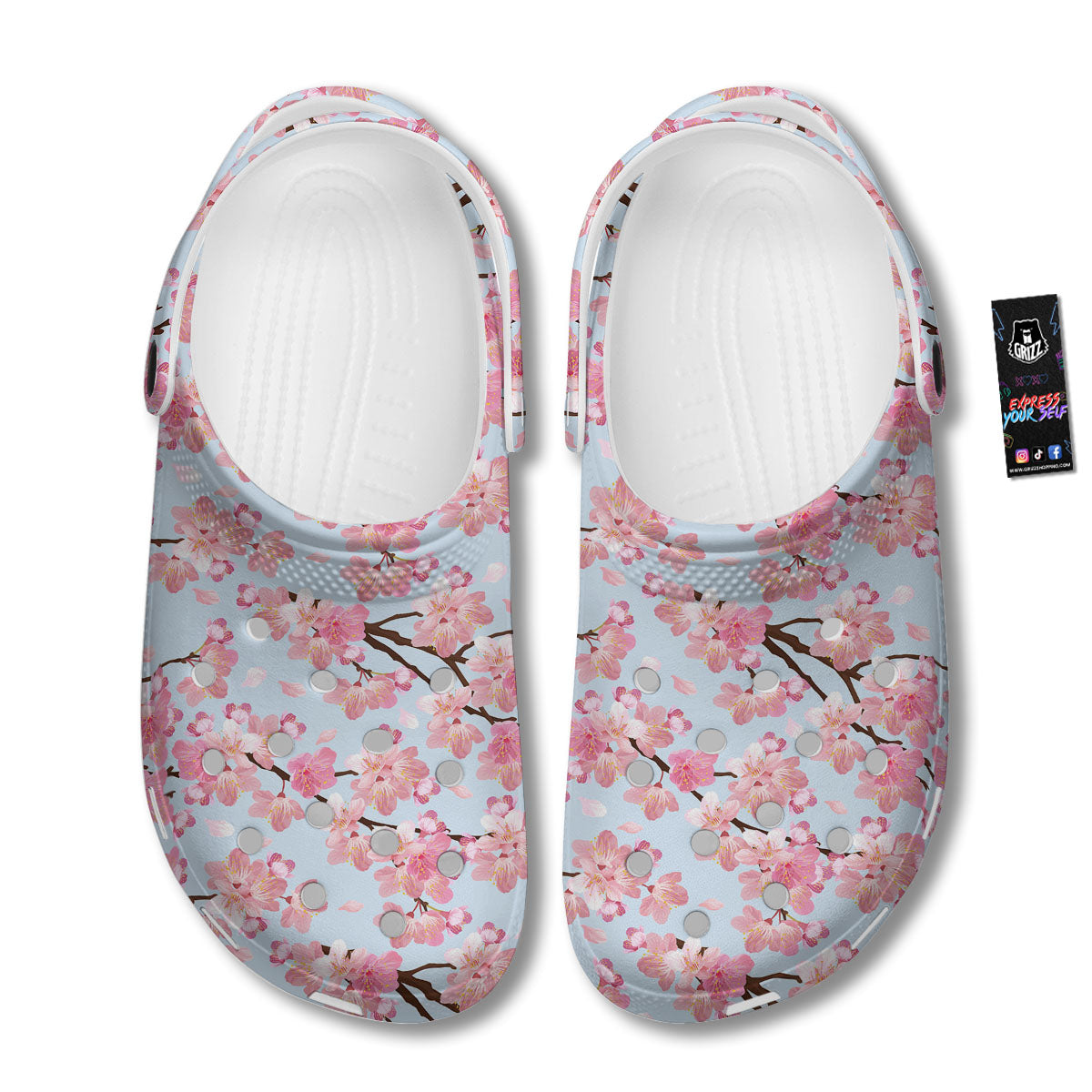 Cherry Blossom Tree Japanese Print Pattern Clog-grizzshop
