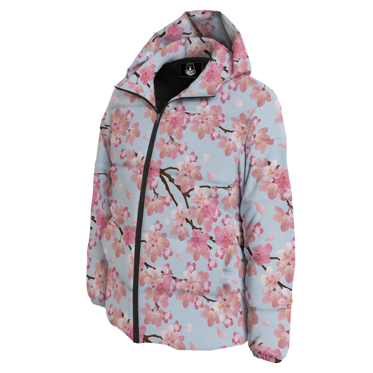 Cherry Blossom Tree Japanese Print Pattern Down Jacket-grizzshop