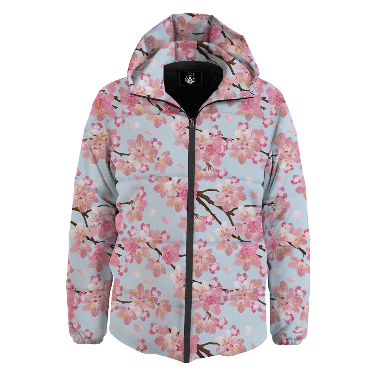 Cherry Blossom Tree Japanese Print Pattern Down Jacket-grizzshop