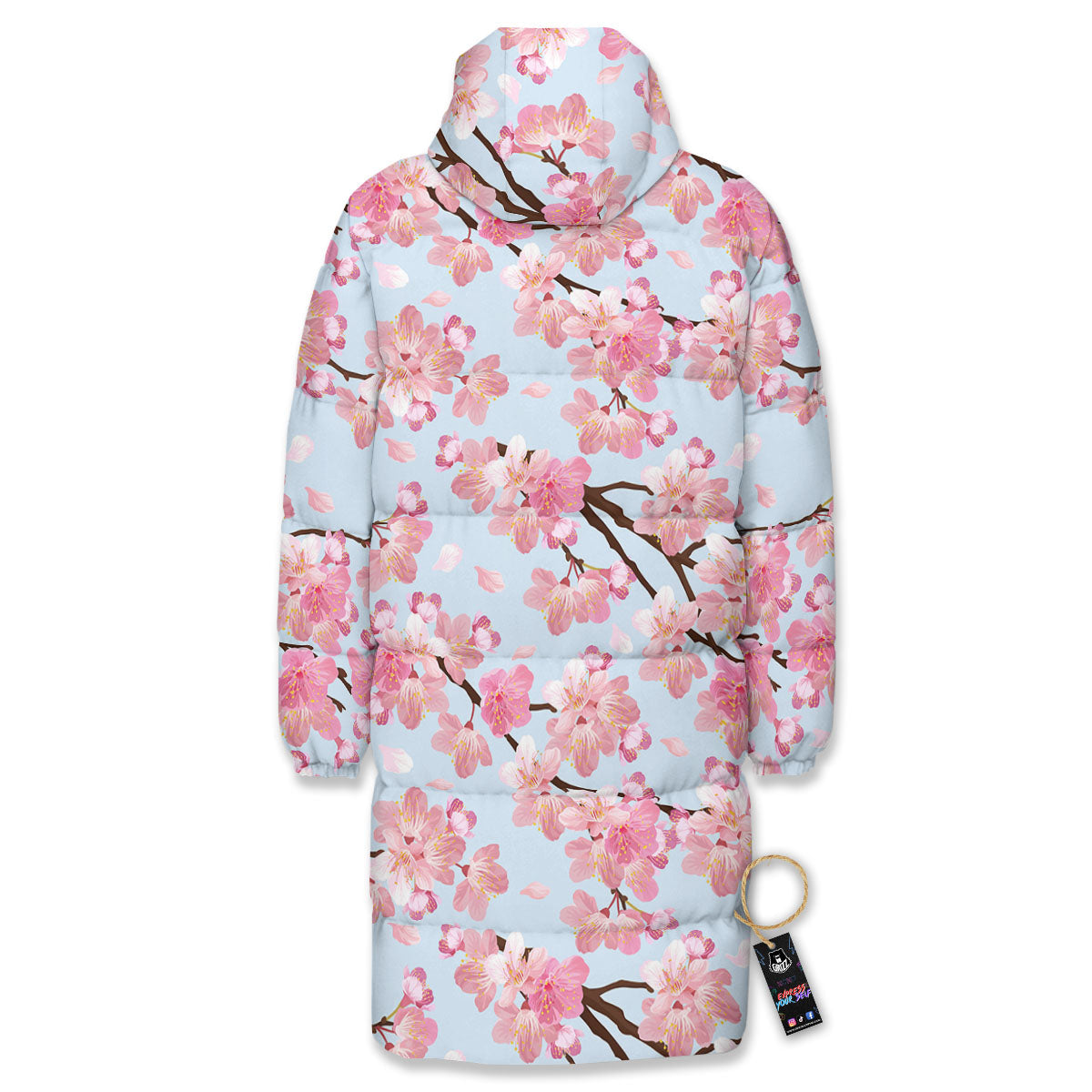 Cherry Blossom Tree Japanese Print Pattern Long Down Jacket-grizzshop