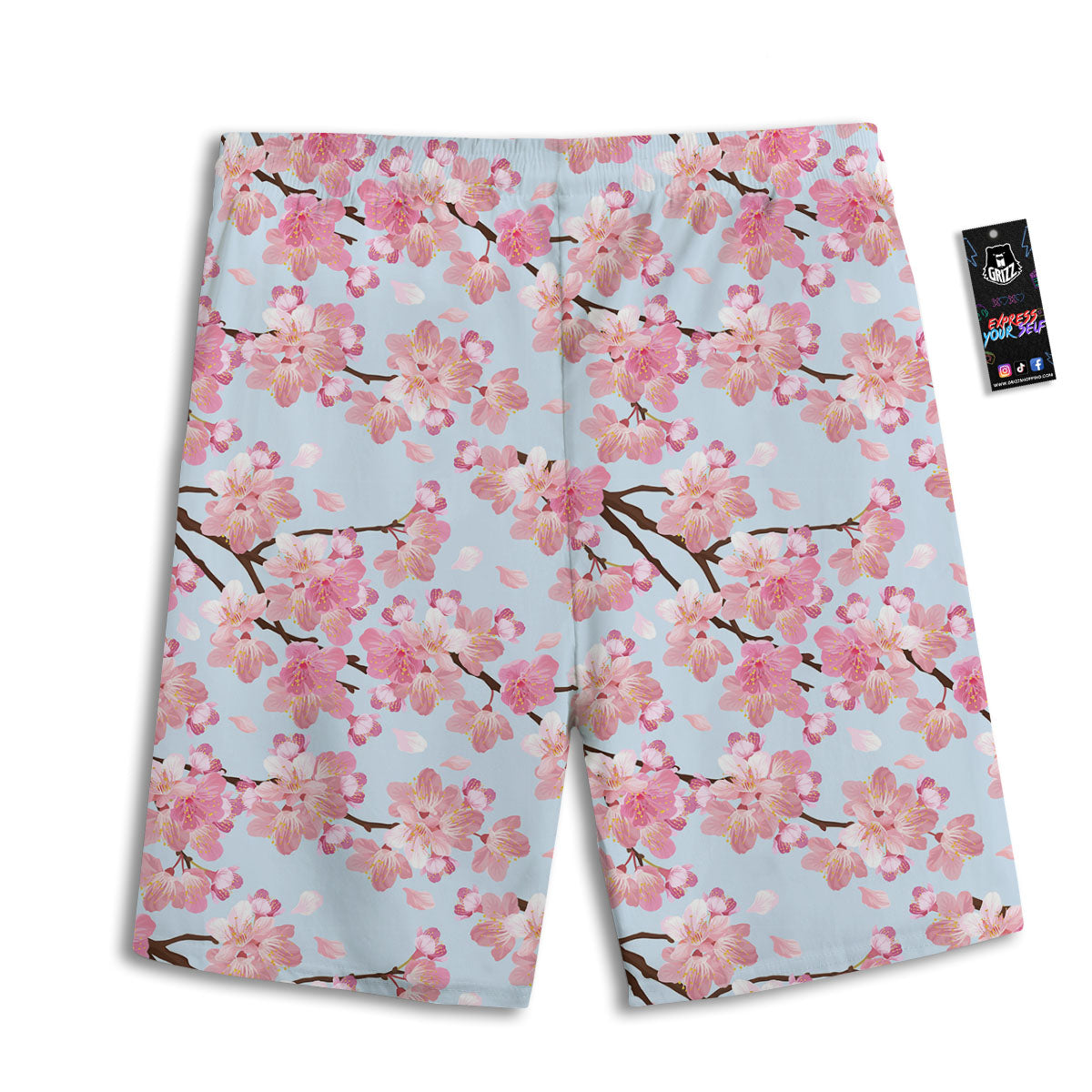 Cherry Blossom Tree Japanese Print Pattern Men's Athletic Shorts