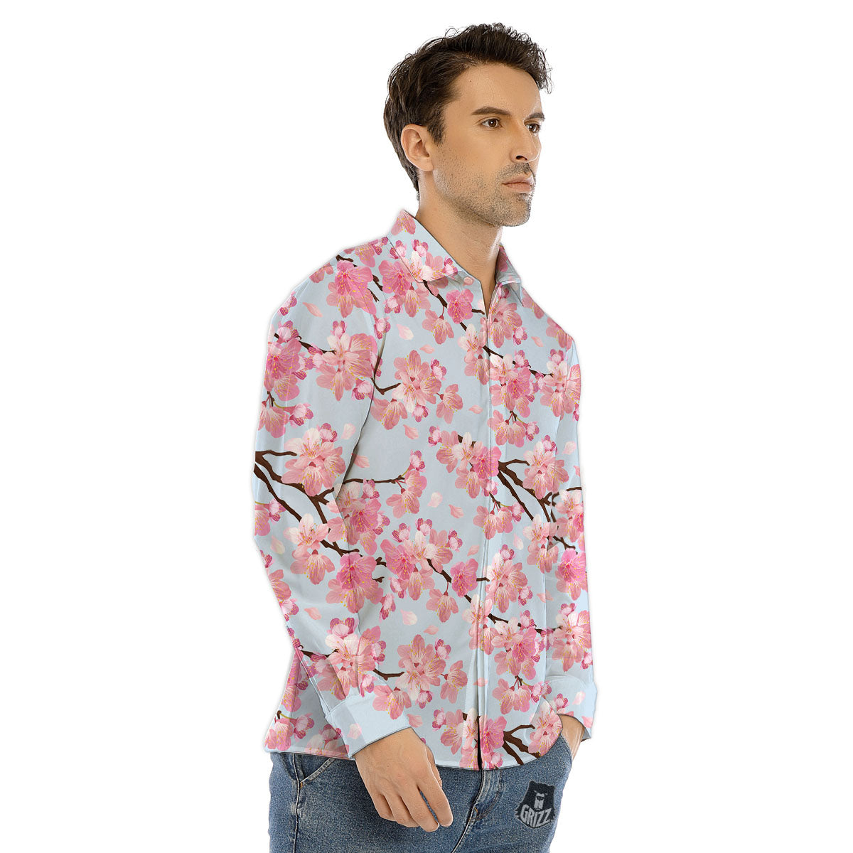 Cherry Blossom Tree Japanese Print Pattern Men's Dress Shirts-grizzshop