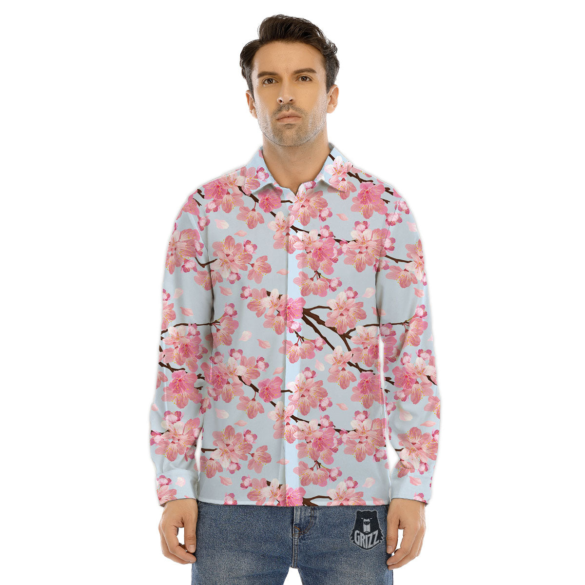 Cherry Blossom Tree Japanese Print Pattern Men's Dress Shirts-grizzshop