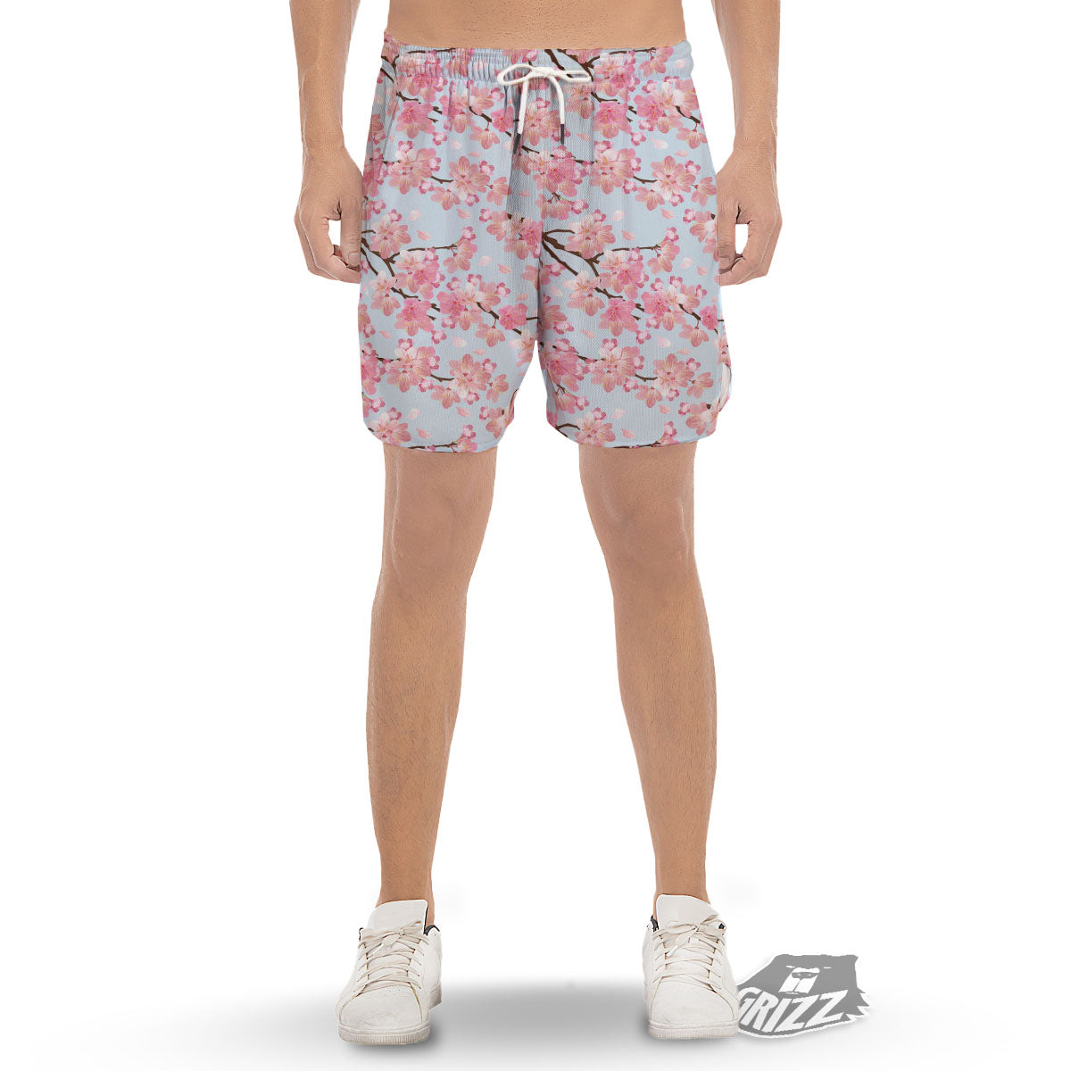 Cherry Blossom Tree Japanese Print Pattern Men's Gym Shorts-grizzshop