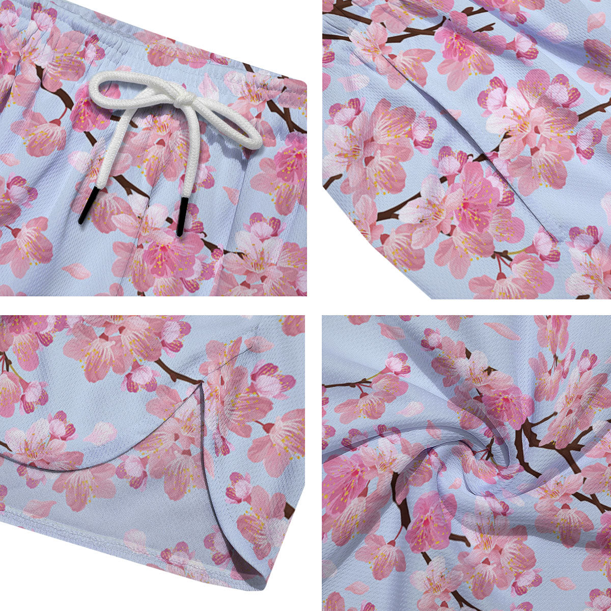 Cherry Blossom Tree Japanese Print Pattern Men's Running Shorts-grizzshop