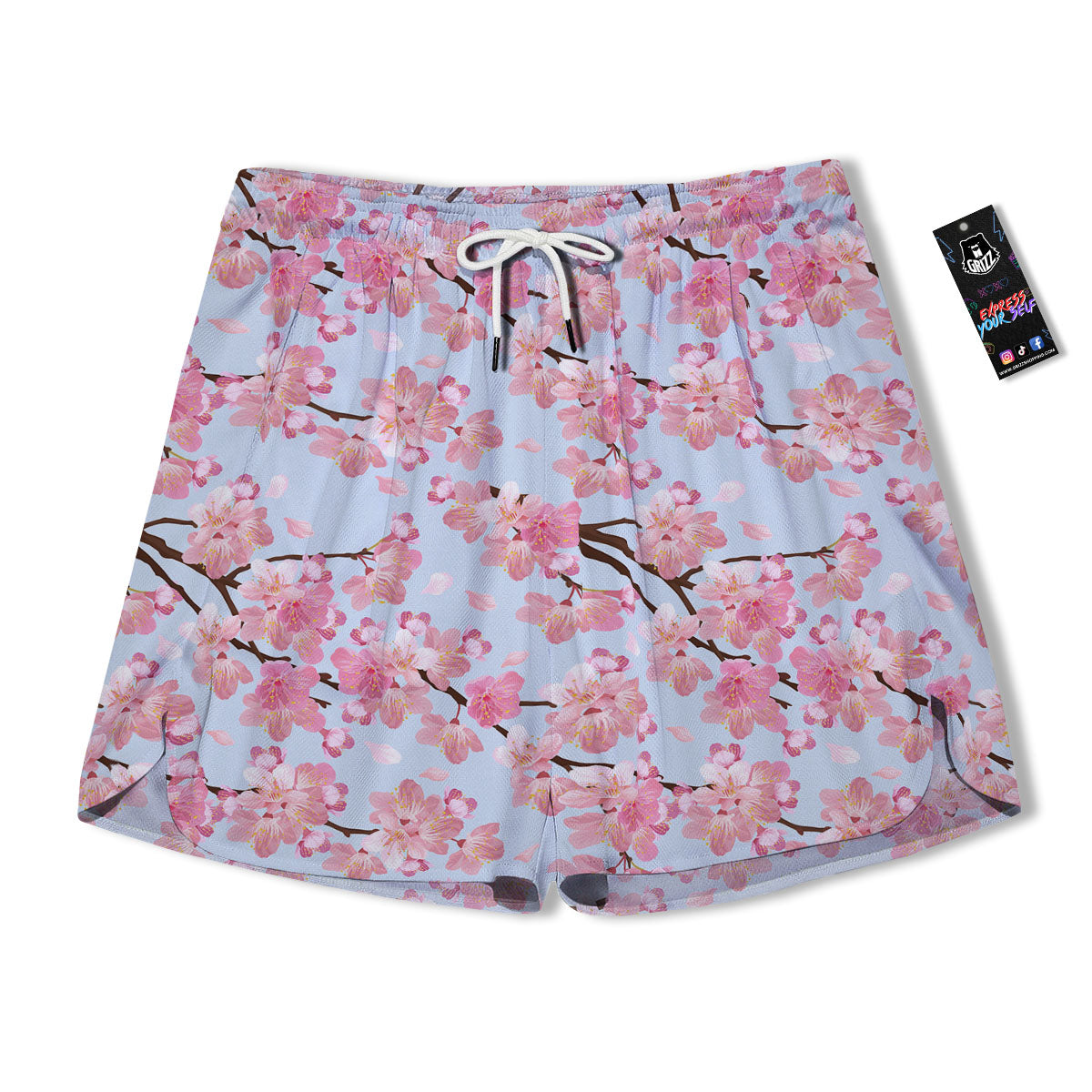 Cherry Blossom Tree Japanese Print Pattern Men's Running Shorts-grizzshop