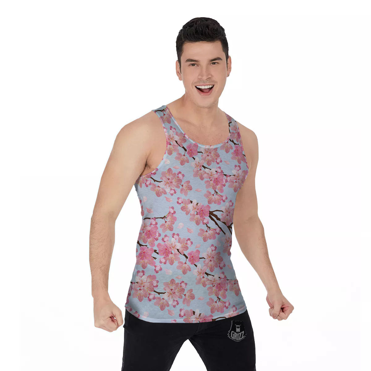 Cherry Blossom Tree Japanese Print Pattern Men's Tank Top-grizzshop