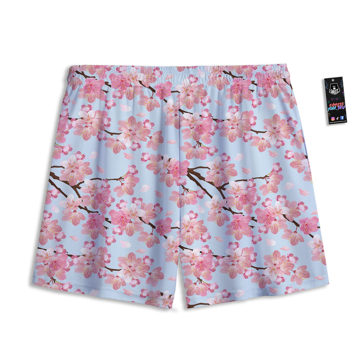 Cherry Blossom Tree Japanese Print Pattern Mesh Shorts