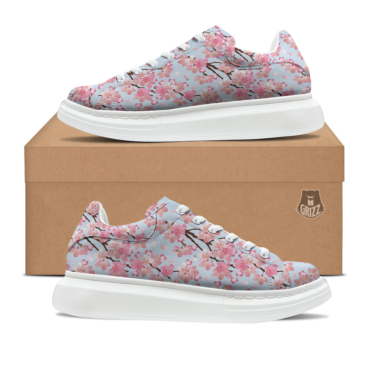 Cherry Blossom Tree Japanese Print Pattern Platform Shoes-grizzshop