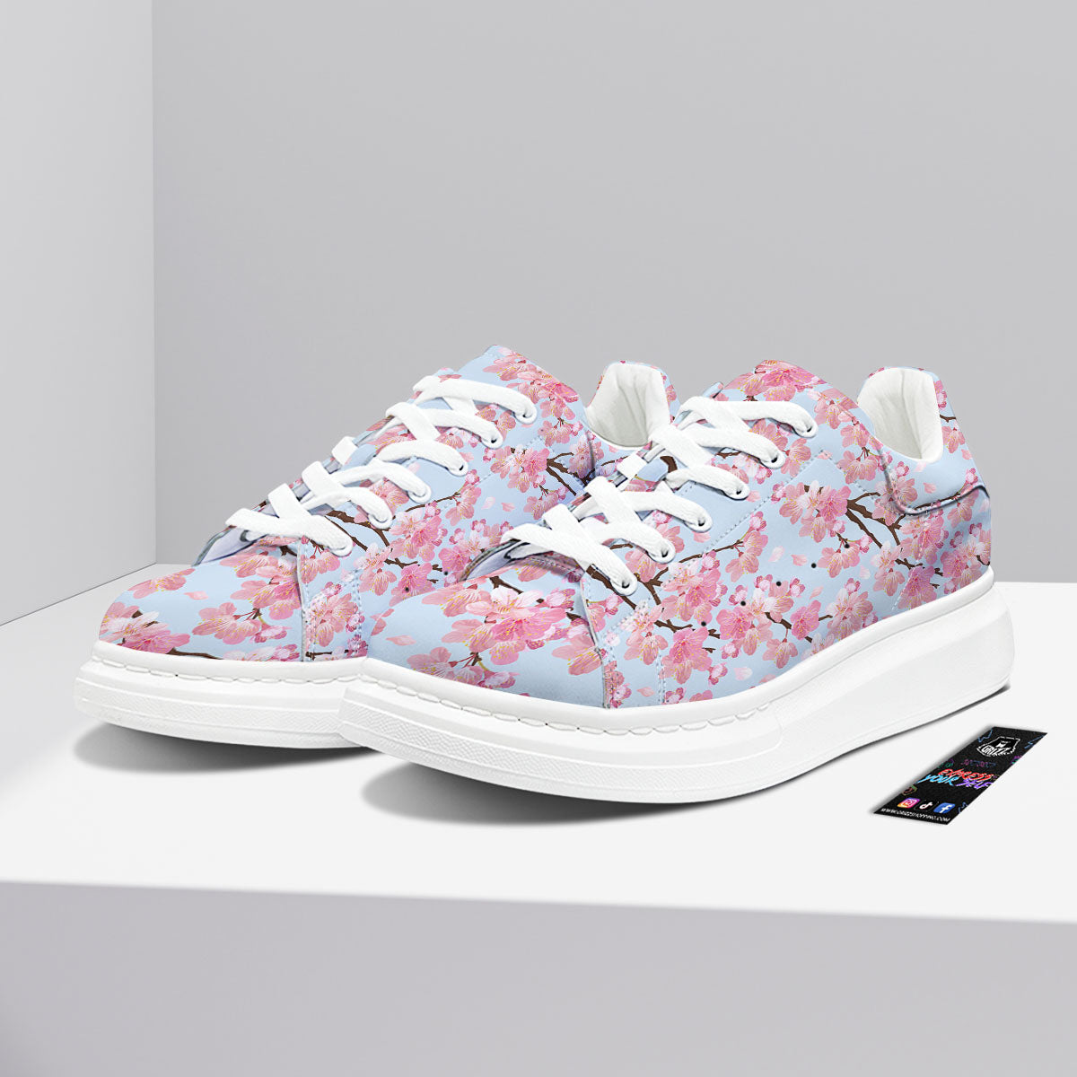 Cherry Blossom Tree Japanese Print Pattern Platform Shoes-grizzshop