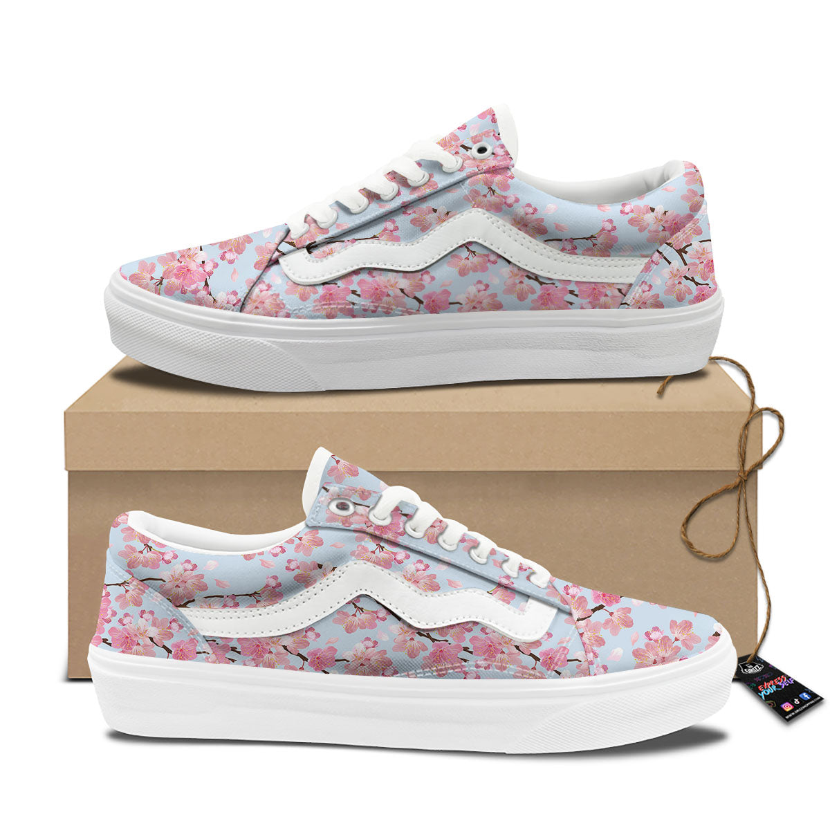 Cherry Blossom Tree Japanese Print Pattern Skate Shoes-grizzshop
