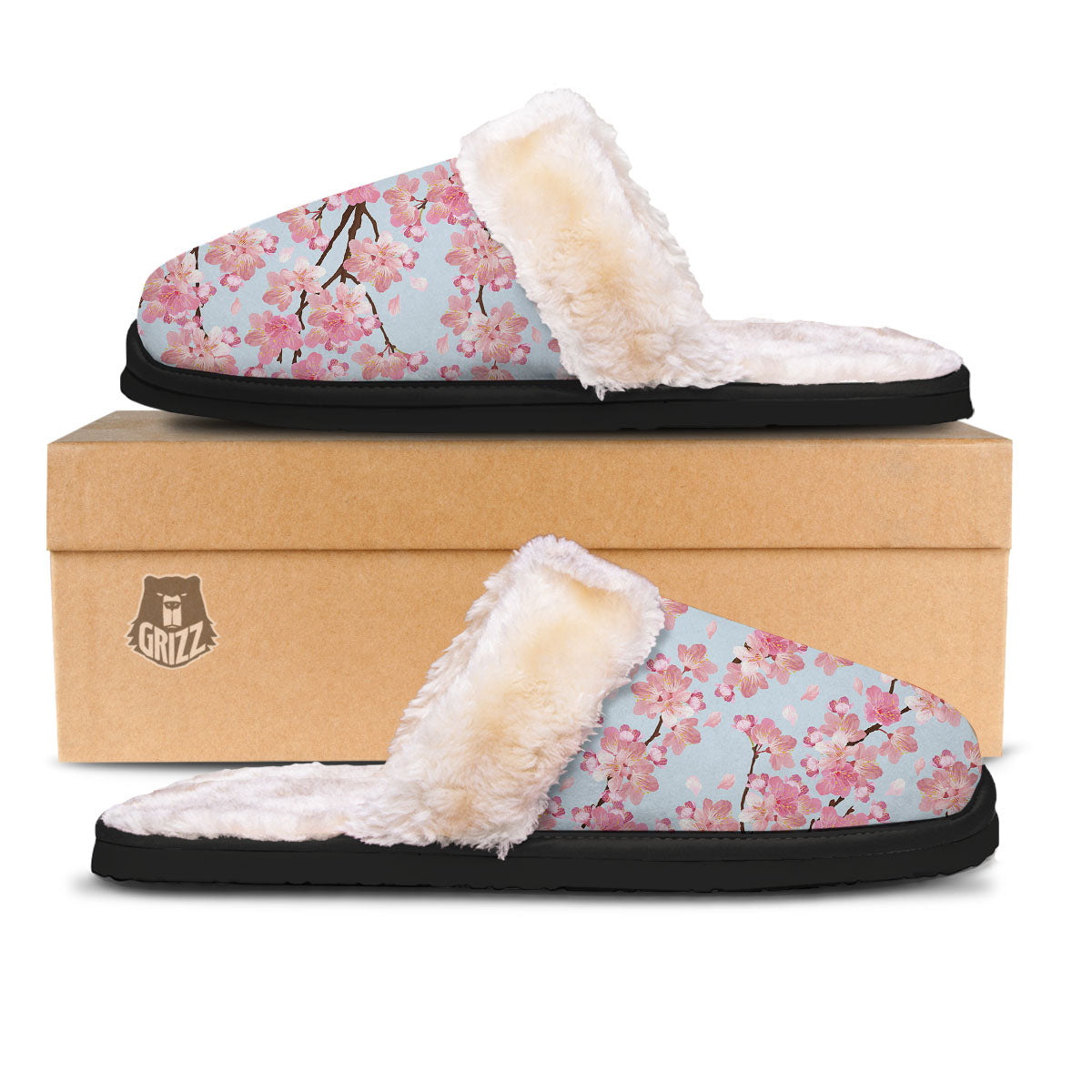 Cherry Blossom Tree Japanese Print Pattern Slippers-grizzshop
