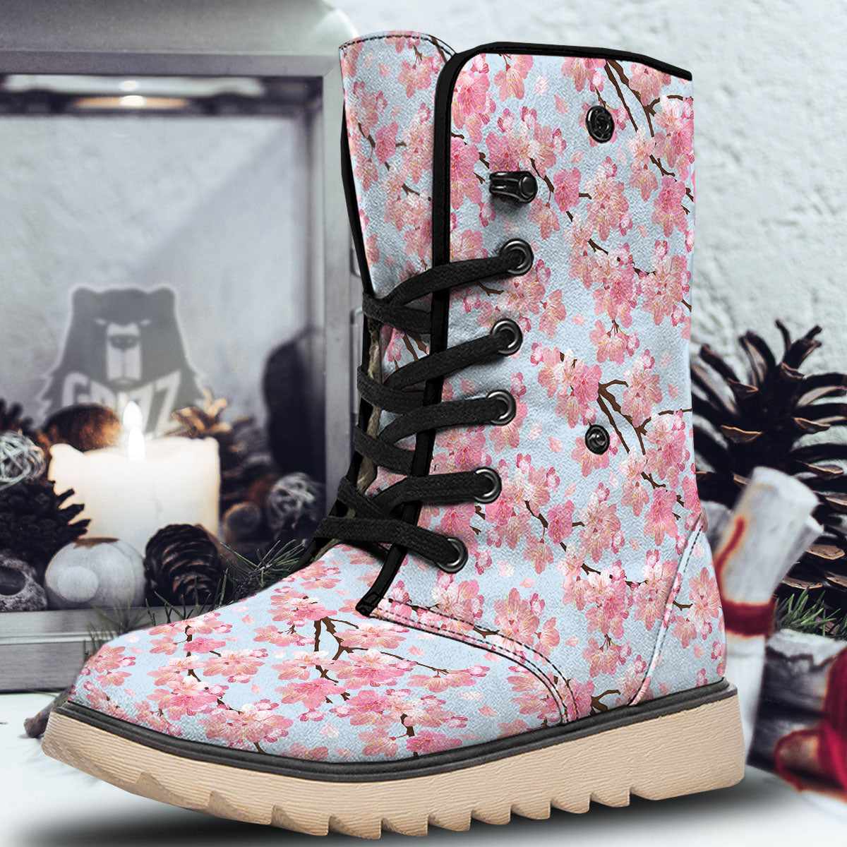 Cherry Blossom Tree Japanese Print Pattern Snow Boots-grizzshop