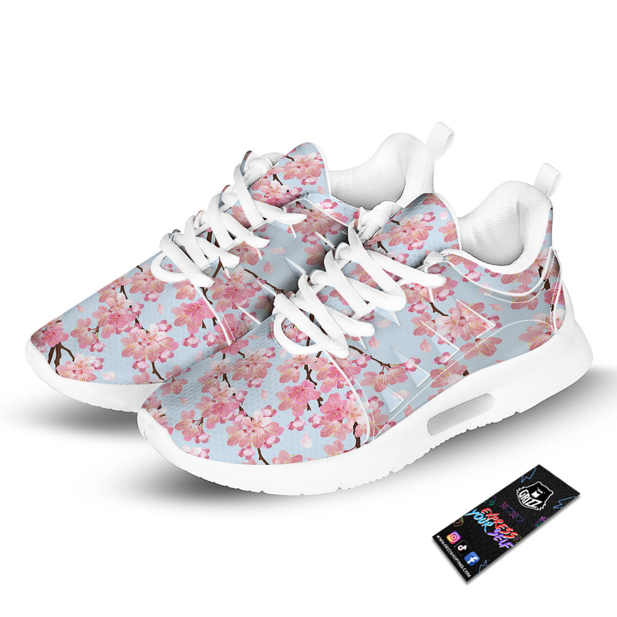 Cherry Blossom Tree Japanese Print Pattern Tennis Shoes-grizzshop