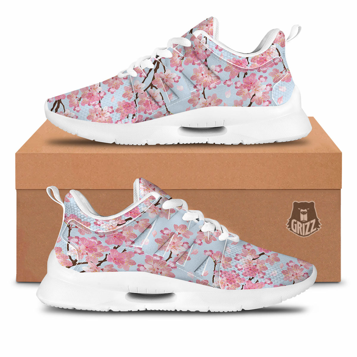 Cherry Blossom Tree Japanese Print Pattern Tennis Shoes-grizzshop