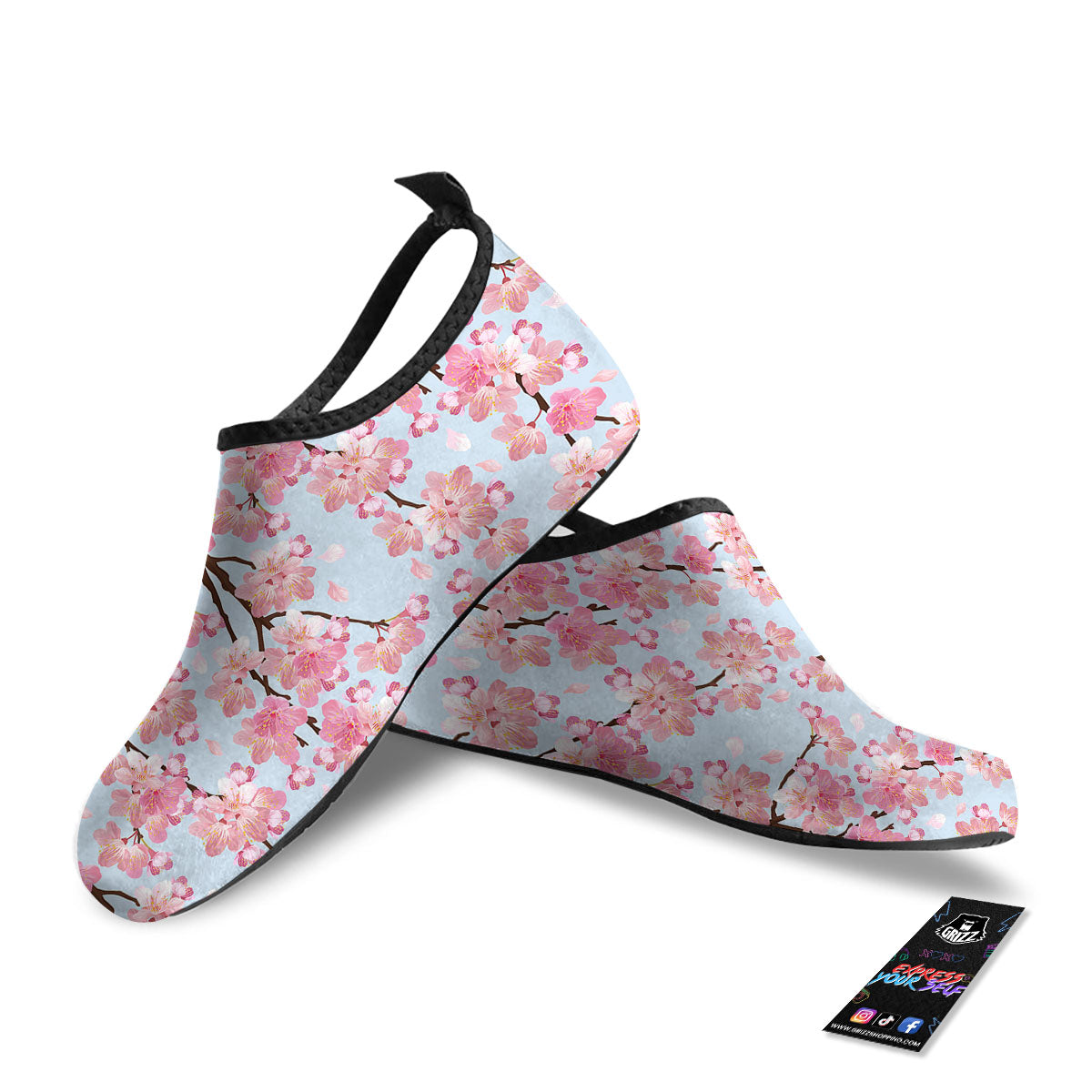 Cherry Blossom Tree Japanese Print Pattern Water Shoes-grizzshop