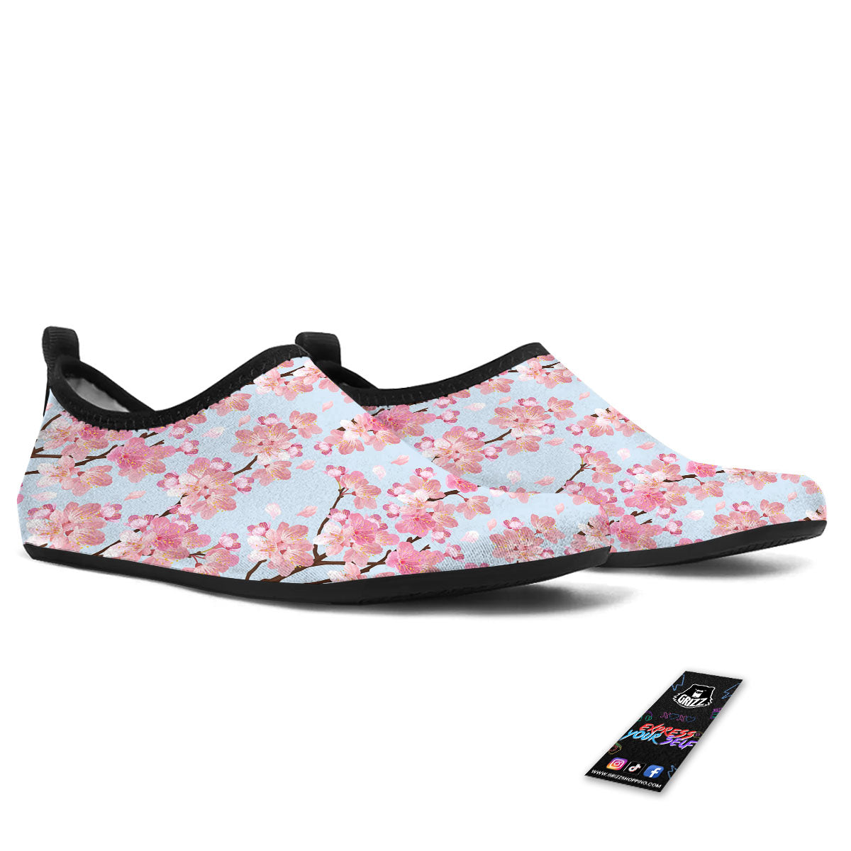 Cherry Blossom Tree Japanese Print Pattern Water Shoes-grizzshop