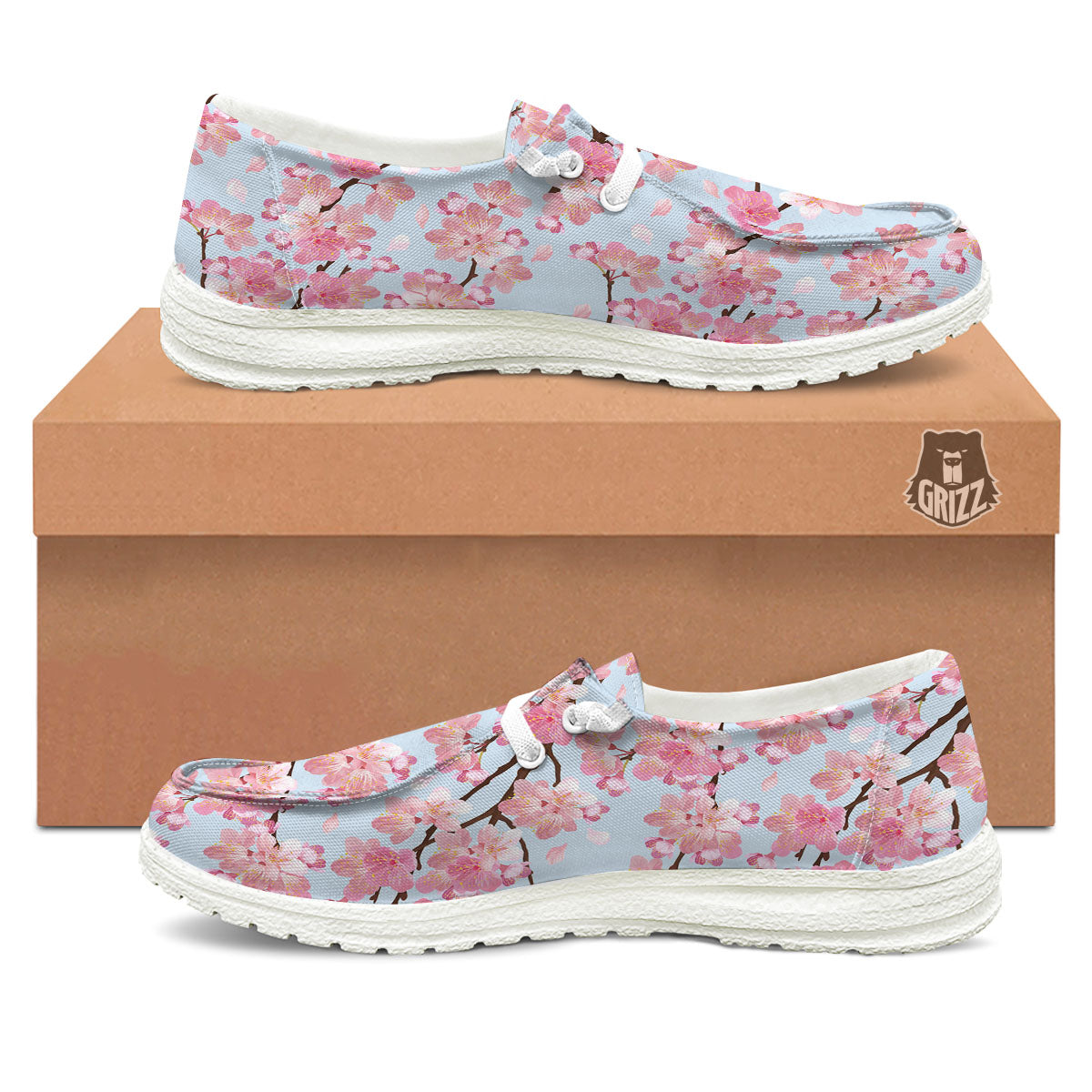 Cherry Blossom Tree Japanese Print Pattern White Loafers-grizzshop