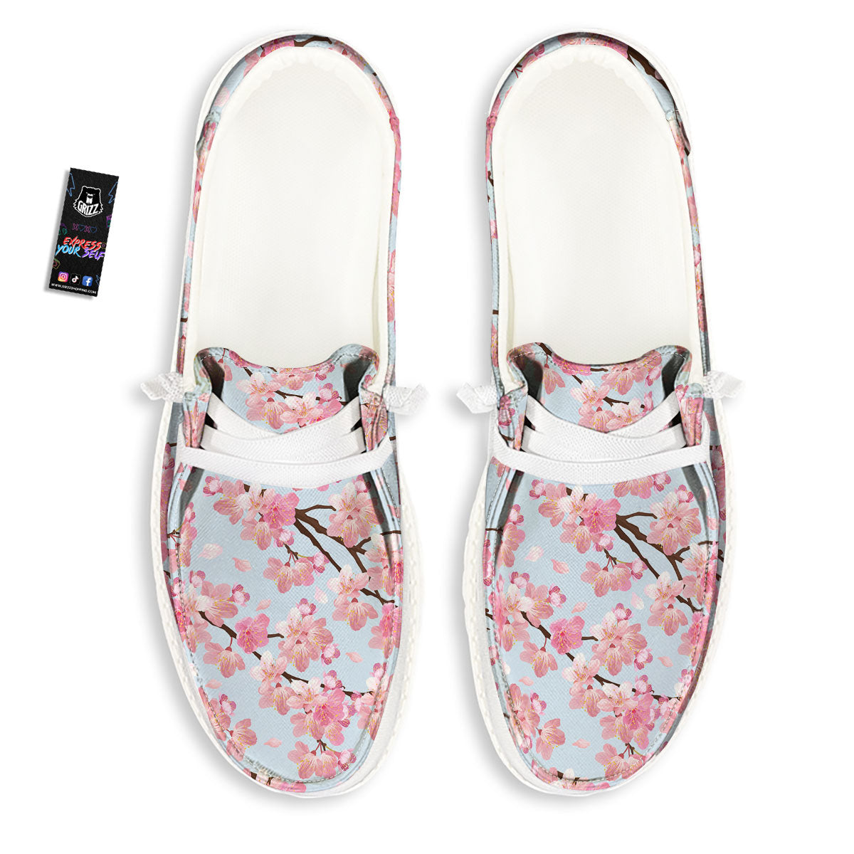 Cherry Blossom Tree Japanese Print Pattern White Loafers-grizzshop